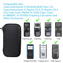 SKYREH Graphing Calculator Carrying Case for TI-84 Plus CE, Hard EVA Shockproof Protective Case for Texas Instruments TI-84 Plus CE/TI-83 Plus CE/Casio fx-9750GII and Other Accessories (Black)