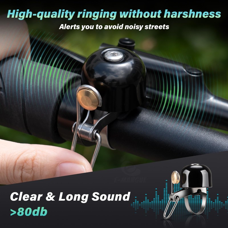 E-Mangue Bicycle Bell, Aluminium Alloy Bicycle Bell, 80 dB Bell,
