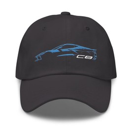2024 Sports Car C8 dad hat for Corvette Drivers Rapid Blue Minimalist Silhouette Custom Cap
