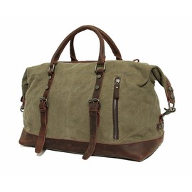 Berchirly Canvas Leather Duffle Bag Men Travel Big Bags Carry on Travel Luggage Large Road Weekend Tote Handbag