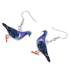 RAIDIN Acrylic Colorful Pigeon Dove Bird Dangle Drop Earrings for Women Girls Cute Animal Bird Hypoallergenic Hook Earrings Jewelry Gifts for Mom Party Charms (Navy)