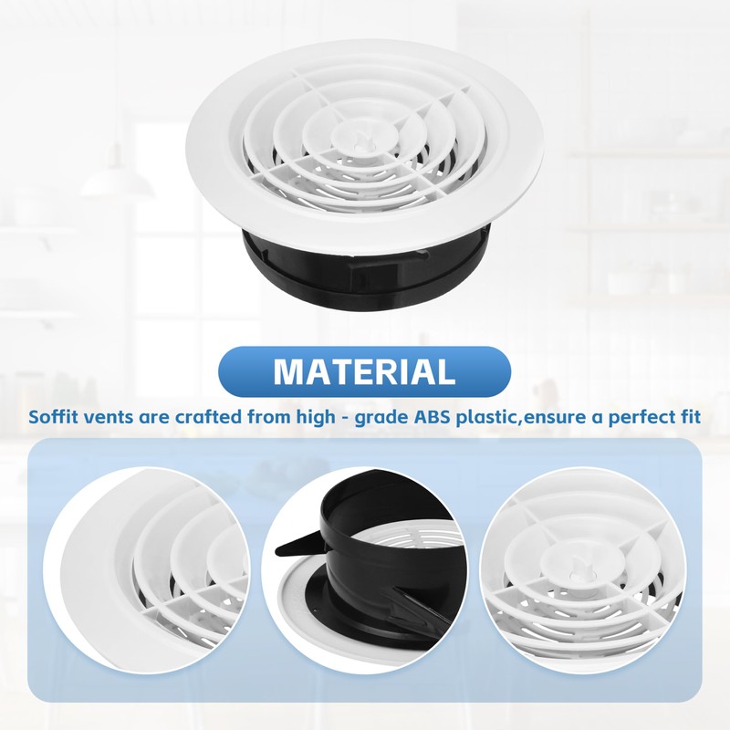 Round Air Vent Cover, 6 Inch Adjustable, ABS Ceiling Vent,