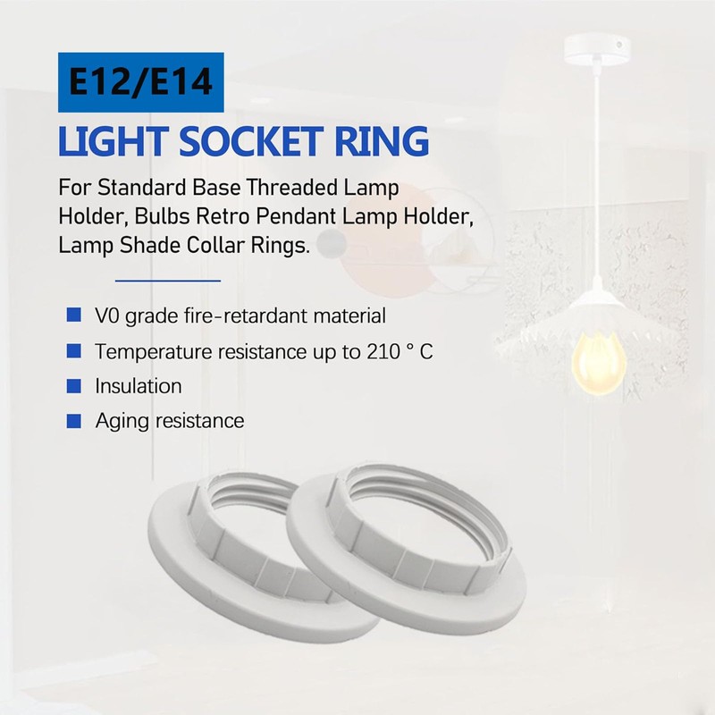 E12 Lamp Shade Collar Rings, E12 Lock Socket Adapter with
