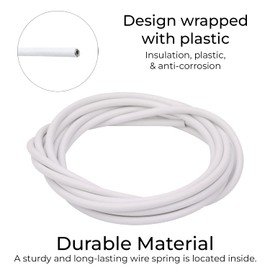 Trimming Shop Net Curtain Wire & Hooks Set | 5m Curtain Cord, 6 Eyes & 6 Hooks Durable Cut to Any Size Multipurpose Curtain Wire Kit for Net voile Curtain Cable Wire - White