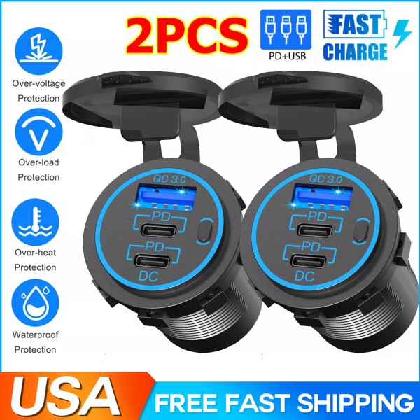 Unbranded 2 Packs USB C Charger Dual PD3.0 & QC3.0