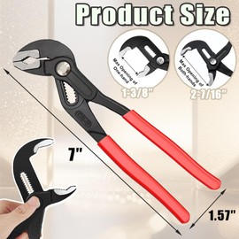 NPENGHUI Adjustable Water Pump Pliers 7" Groove Joint Pliers V-Jaw Quick Adjust Tongue and Groove Pliers with Push-Lock and Cushion Grip Ideal for Tight Spaces Plumbing Cars and Home Repair (7 inch)