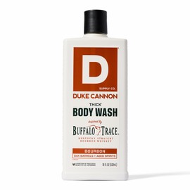 Duke Cannon Supply Co. Thick High Viscosity Body Wash - 3X Thicker, Plant-Based, Mineral-Enriched Body Wash for Men - Big American Bourbon - Mens Body Scrub - Bourbon (18 oz)