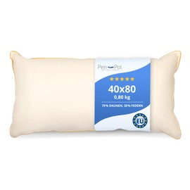 pen pol Down Pillow 80 x 40 cm 800 g Filling - 70% Down 30% Feathers - Pillow for Sleeping - Natural Filling - Bed Pillow 100% Cotton Cover - Breathable and Dimensionally Stable - Made in EU - Ecru