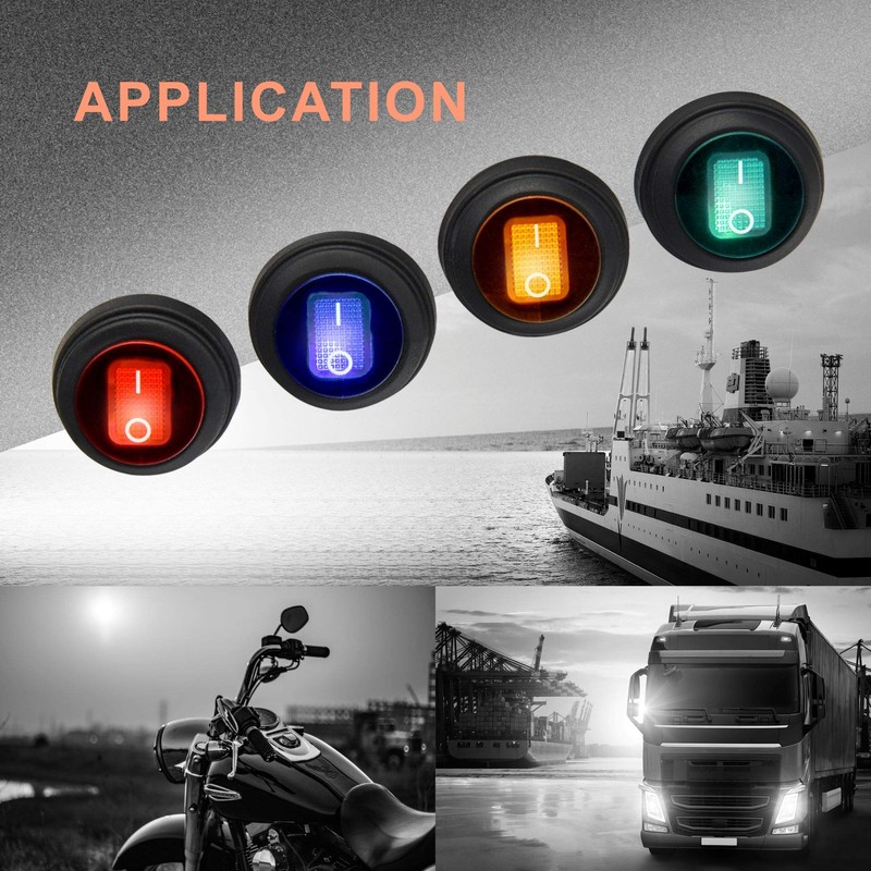 APIELE Waterproof Round Rocker Toggle Switch 2 Position DC 12V