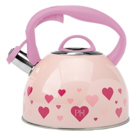 Paris Hilton Stainless Steel Heart Teapot 2L with Cool Touch Handle and Whistle Pourer - Perfect for Everyday Use, Elegant and Safe Serving