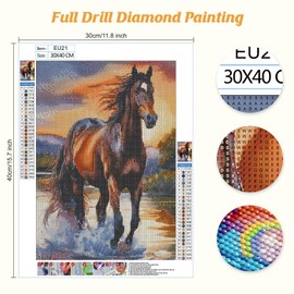 Jawecci Horse Diamond Painting Adults, 5D Animals Diamond Painting Pictures Adults Beginners, DIY Round Stones Diamond Art Set Diamond Painting Children for Home Decor 30 x 40 cm