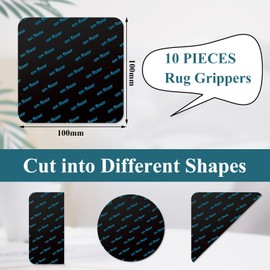 Scettar 10 Pieces Carpet Stickers for Rugs,Square Washable Carpet Grippers,Reusable Rug Gripper,Rug Stickers for Wooden Floors Laminate Floor