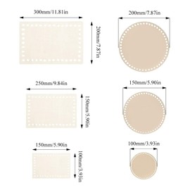 Sixfolo Basket Floors for Crocheting, Pack of 6 Natural Wood Basket Bases, Rectangular, Round, Wooden Base for Crocheting, 10/15/20 cm