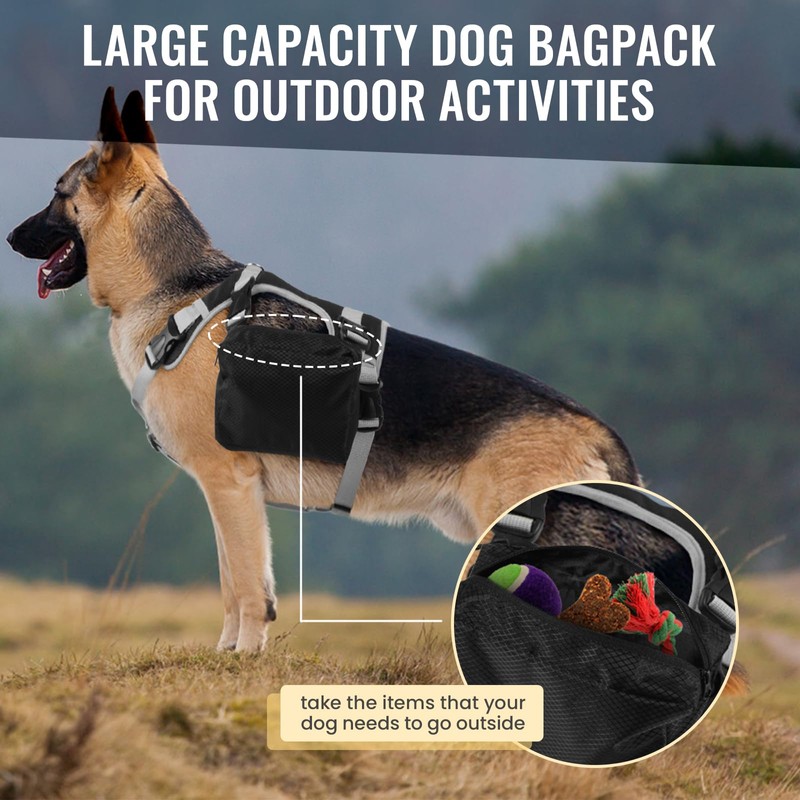 DORA BRIDAL Dog Backpack for Medium & Large Dogs, Dog
