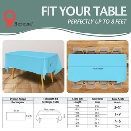 Hereisa Disposable Plastic Tablecloth 54x108 Inch Rectangle - Sky Blue, 4 Pack Waterproof & Tear-Resistant Party Table Cover for Dining, Picnic, Crafts, Holiday Decor