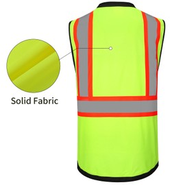 ProtectX 6-Pocket Class 2 High Visibility Safety Vest for Men Women, Reflective Vest with Zipper Front & Solid Back, Hi Vis Vest for Work & Construction, Green, XX Large, 3 Pack