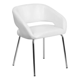 Bowery Hill 19.5" Contemporary Leather Accent Chair in White