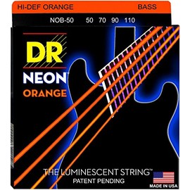DR Strings Hi-Def NEON Orange Coated 4-String Bass Strings Heavy (50-110)