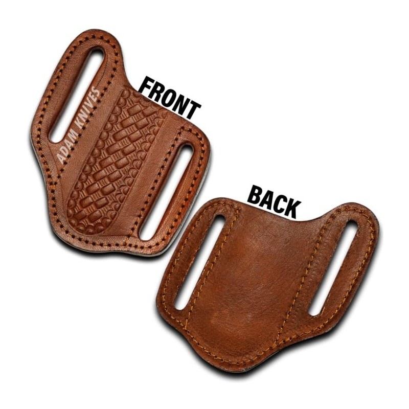 ADAM KNIVES Leather Pocket Knife Sheath For Belt, Slanted Sheath,