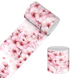 HOMETITUTE Wallpaper Border Peel and Stick Cherry Blossom Texture Decorative Wall Trim Self Adhesive Border for Walls Mirror Frame Accent Strip for Bedroom Bathroom Kitchen Living Room 4x196 Inch