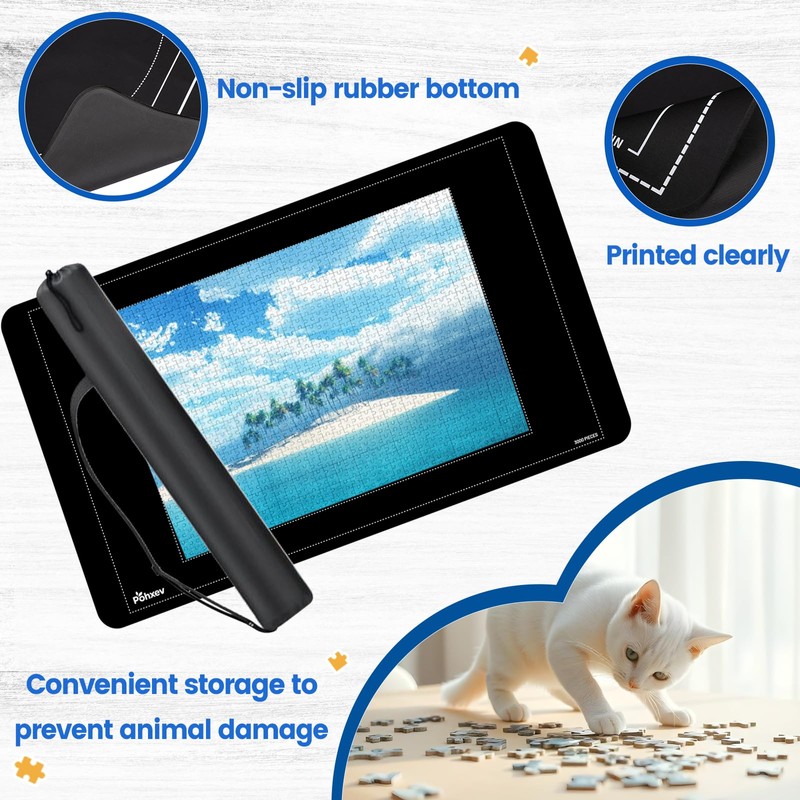 Pohxev Jigsaw Puzzle Mat Roll Up, Portable Saver Pad 53”