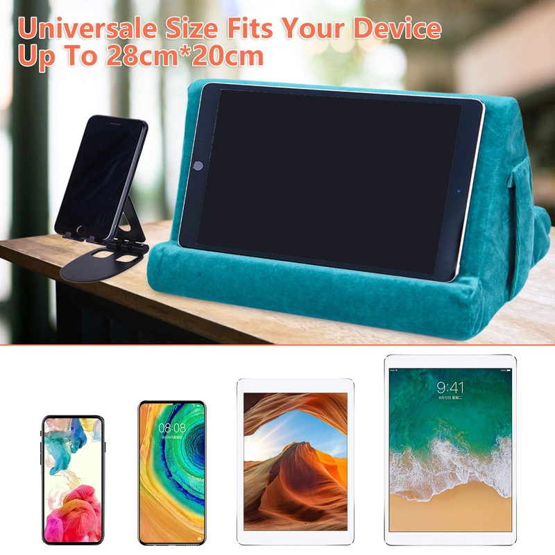 2pcs Multi-Angle Tablet Holder Cushion Stand with Net Pocket &