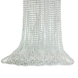 GiftExpress 72 pack Mardi Gras Beads Necklace, Metallic Silver Beaded Necklace, Mardi Gras Throws, Party Beads Costume Necklaces