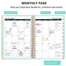 OWill 2025 Diary, 2025 Diary A5 Week to View, Diary 2025 from January to December, Monthly and Weekly Planner with Tabs, Inner Pocket Notes Page and Contacts Page, A5 Size (Lake Blue)