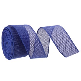 MECCANIXITY Burlap Ribbon Fabric Wired Edge Ribbons Dark Blue 1-1/2 Inch x 10 Yard Wired Ribbon for Gift Wrapping, Bow, Wreath, Christmas Tree, Flower Bouquet