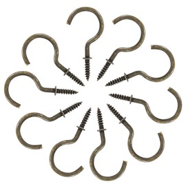 Bonsicoky 60 Pcs 1-1/4 Inch Screw Hooks, Nickel Plated Metal Ceiling Wall Cup Hook for Hanging, Bronze