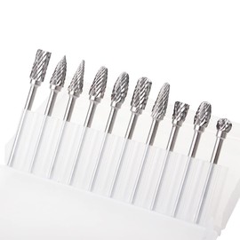 WANGCL 10 Pcs Rotary Burr Set Tungsten Carbide Carving Tool Solid Twist Drill Bit Grinding Head for Tools DIY Woodworking Engraving Drilling Metal Polishing