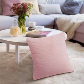 PAVILIA Light Pink Throw Pillow Covers 18x18 Set of 2, Decorative Pillow Cases for Bed Sofa Couch, Boho Aesthetic Accent Decor Cushion Bedroom Living Room, Velvet Square Euro Sham Covers, Blush Pink