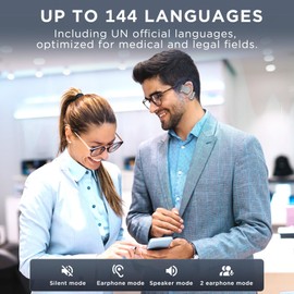 AI Translation Earbuds Real Time, 3-in-1 Wireless Bluetooth Translator with 144 Languages & Accents, 40-Hour Battery Life Fast Charging Noise-Cancelling Design for Travel & Business Communication