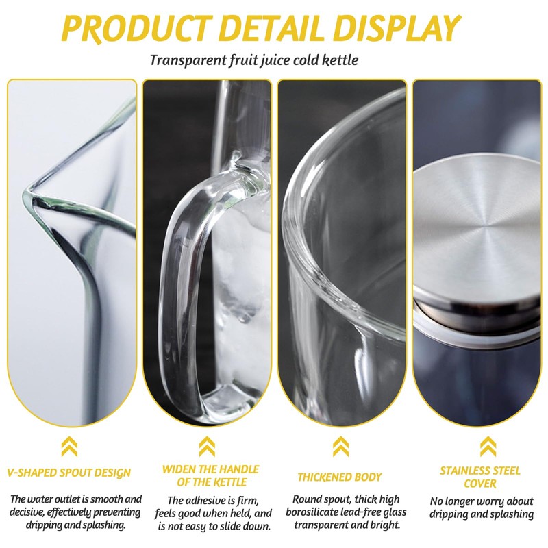 1.5 L Glass Pitcher with Lid and Spout, Cold or