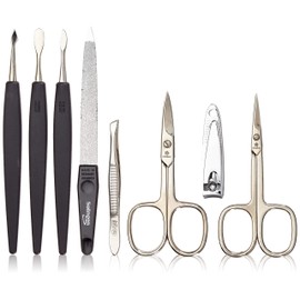 Pfeilring Aktion Manicure Case, Dark Brown, 8 Pieces, with Nail Clippers, Basic Filling