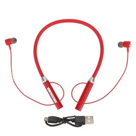 Neckband Headphones, Wireless Neckband Headset with Retractable Earbuds, Waterproof Workout Neckband Headphones Stereo Earphones (Red)