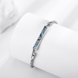 ONEFINITY Scottish Gifts 925 Sterling Silver Scottish Thistle Abalone Bar Bracelet Scottish Thistle Jewellery Gifts for Women