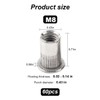 Aililong Rivet Nuts M8-60pcs Stainless Steel Flat Head Blind Rivet