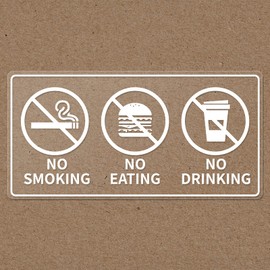 No Smoking No Eating No Drinking Sign 2 x 4 Inch Self-adhesive Window Stickers Decals Vinyl Removable for Car10 Pack