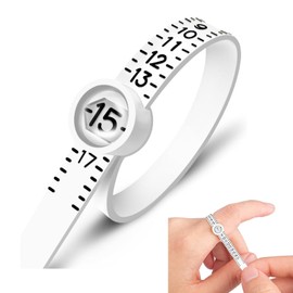 Upgraded Ring Sizer Measuring Tool with Magnifier, Reusable Finger Size Gauge Measure Tool 1-17 Jewelry Sizing Tool Tape with Magnified Glass Scale (White)