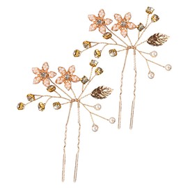Healvian 2pcs Hairpin Women Hair Sticks Flower Hair Forks for Buns Wedding Decorative Accessories