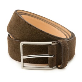 Riemen & Co Bobby Men's Belt Suede Dark Brown Width 3.5 cm - 115 cm, dark brown