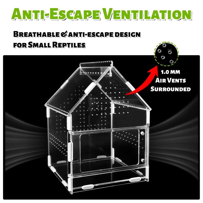 Acrylic Jumping Spider Enclosure with Magnetic Front Door - 360°