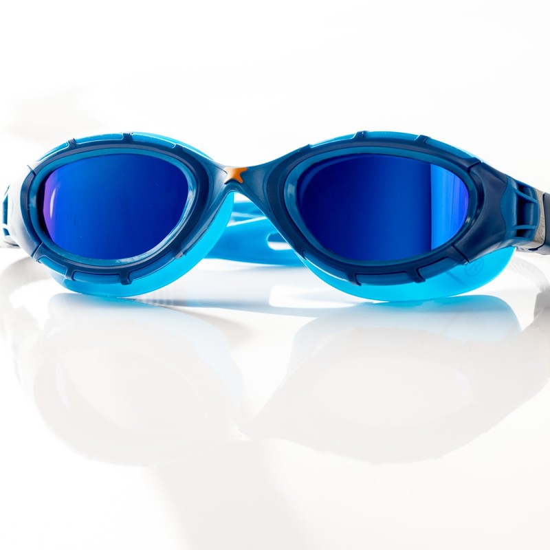 Zoggs Predator Flex Titanium-Smaller Fit Adult Swim Goggles, Blue/Blue/Mirrored Blue,