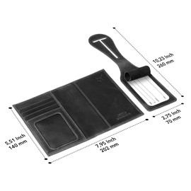 Otto Angelino Real Leather Passport Wallet - RFID Blocking and Baggage Tag - Unisex (Black)
