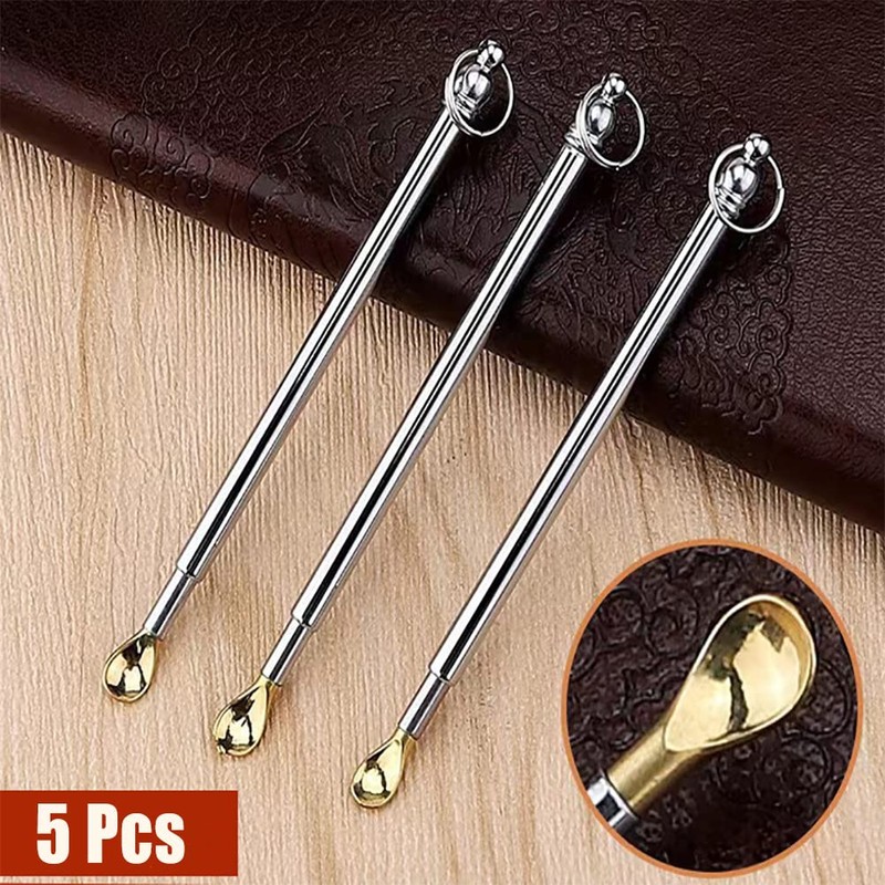 真鍮スプーンキット - ミニゴールドパウダースクープネックレスペンダント 小瓶の塩 スパイス 弾丸ロケットボトルの充填用 (格納式)