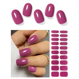 AutyaMee Semi Cured Gel Nail Strips (Plum), Purple, 20 Pcs Gel Nail Wraps, Stickers, UV Light Required, Salon Quality, Long Lasting