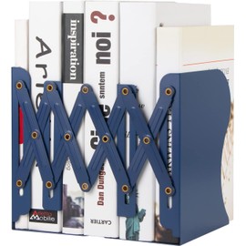 Bookend, Adjustable Bookends, Metal Bookends, Expandable Book End, Non-Skid Heavy Duty Book Stopper, Book End for Shelf Library Home Classroom School Office