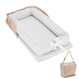 Huggynest Baby Lounger for Newborn, Portable Breathable Baby Nest Infant Lounger Adjustable U-Shaped Safety Bumper for Cozy Comfort - Grey Houndstooth