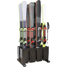 TOCRETOARE Heavy Duty Metal Ski Storage Rack, 8 Pair Freestanding Steel Ski Holder, Floor Stand Ski Organizer Rack